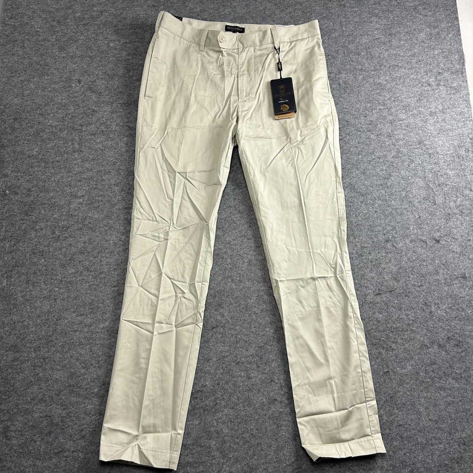 Gutteridge Pants Mens 34 Slim Fit Ecru Beige Chino, Cotton Slack-Chin Italy 48 - Immagine 1 di 4