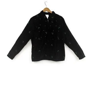Quacker Factory Mistletoe Velvet rhinestone Blazer Christmas Zip Jacket Medium - Picture 1 of 9