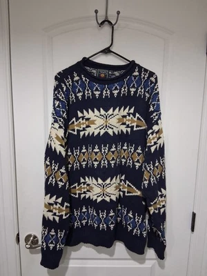 VTG Chaps Ralph Lauren 90's South Western Knit Roll Neck Sweater Made In USA - Image 1 of 4