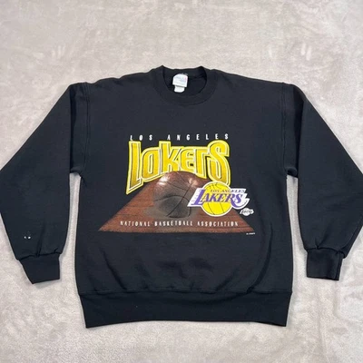 Vintage Los Angeles Lakers Sweater Mens Medium Black Fleece Crewneck Graphic - Image 1 of 4