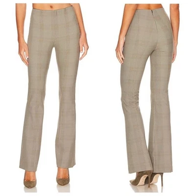 Rag & Bone Simone Plaid Jacquard Flare Pants in Beige Plaid - Size 2 - Image 1 of 4