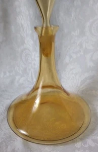 Vintage Empoli Italian Amber Hand Blown Glass Decanter Teardrop Stopper 11.5" - Picture 1 of 11
