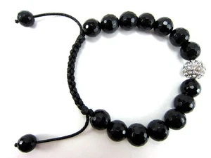 10MM BLACK ONYX & WHITE RICK ROSS HIP HOP CZ PAVE BEADED BRACELET - Imagen 1 de 4