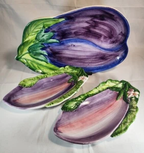 Ceramica Stefani Eggplant Plates & Platter Dish Lot - Made In Italy - Picture 1 of 4