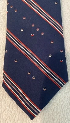 Vintage Tie Cravats Tonino Firenze Blue Bubbles Striped Textured Poly 54 X 3” - Image 1 of 4