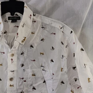 Eddie Bauer Shirt Mens Large Classic Fit Fly Fishing Casual Button Short Sleeve - Picture 1 of 4