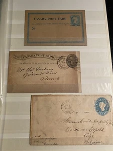 CANADÁ 3 postales de papelería temprana década 1890 MH/usadas - Imagen 1 de 1