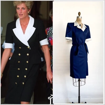 Vestido de traje eléctrico de lana azul marino Escada de colección de los años 90 34 XS S Princesa Di Foto 1 de 4
