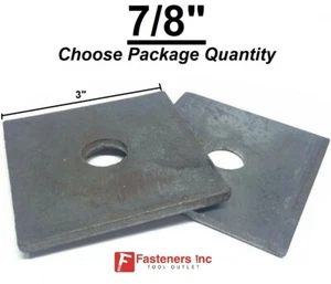 7/8 Zoll x 3 Zoll x 1/4 Zoll (0,250) Dicke Vierkant Lagerplatte Unterlegscheibe Glattstahl Schwarz - Bild 1 von 2