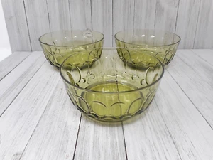 Fostoria Mesa Olive Green Fruit Dessert Bowl Set of 3 - Picture 1 of 12