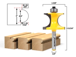 3/4" Bead Bullnose Bead Router Bit - 1/4" Shank - Yonico 13195q - Picture 1 of 1