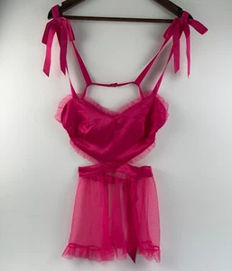Victoria's Secret One Piece Unlined Lace Cami Babydoll Neon Pink XL NWT - Picture 1 of 9