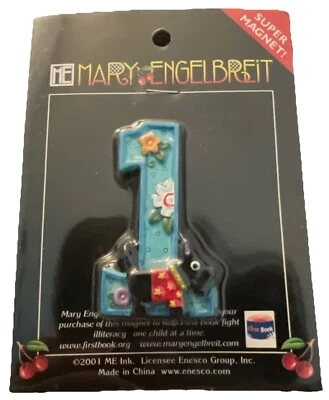 Mary Engelbreit Number 1 Super Magnet Initial Enesco Dog Puppy Flower - Image 1 of 3