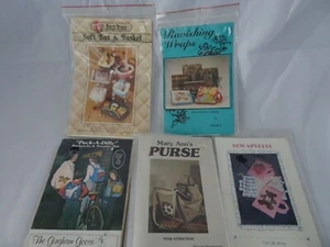 CRAFT PATTERNS Lot 5 PURSES BACKPACK BASKET SOFT BOX WRAPS BAGS TOTES ALBUMS - Picture 1 of 12
