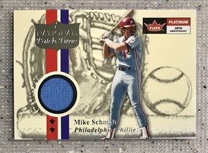 MIKE SCHMIDT 2001 FLEER PLATINUM NATIONAL PATCH TIME GAME USED JERSEY RMA