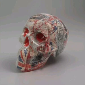 Ceramic Skull Ornament Handmade Great Britain & London Themed Unique Decor 1off - Picture 1 of 14