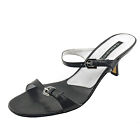 Excellent Black CLAUDIA CIUTI Double Strap Buckled Slides Heels 9 M ITALY