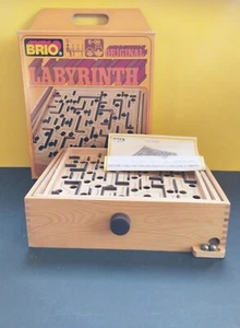 Original Games Labyrinth Brio Complete Box Notice Sweden Wooden Labyrinth Play 🔵 - Picture 1 of 15