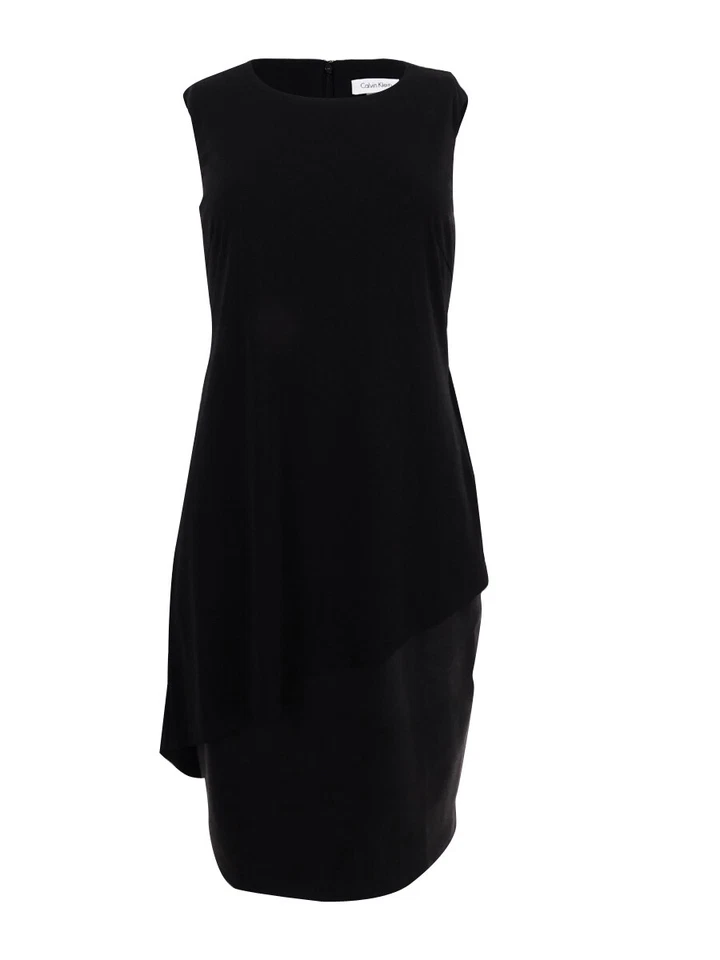 Calvin Klein Womens Black Faux Leather Mini Party Cocktail Dress 2 BHFO 8542