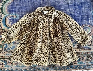 Vintage 6x 90s Faux Fur Leopard Girls Swing Coat EUC - Picture 1 of 7