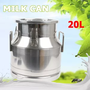 20L 5Gallon Stainless Steel Milk Can Wine Pail Bucket Tote Jug Rice Storage Seal - Picture 1 of 13