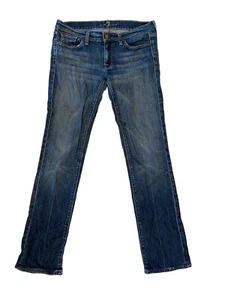 7 For All Mankind Jeans Straight Leg Blue Distressed Unisex Adults SZ 31x31 GUC - Picture 1 of 12