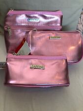 Pink Metallic Cosmetic Make Up Bag Double Sections Travel GLOBAL