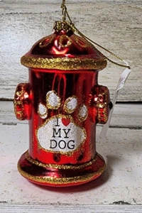 Gerson "I Love My Dog" Molded Glass Fire Hydrant Christmas Ornament 3.5" H - Picture 1 of 8