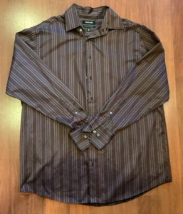 Murano Men’s  Shirt XLT Burgundy, Brown, Black Stripe, Long Sleeve - Picture 1 of 8
