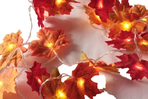 Maple Leaves String LED Lights Battery Powered Autumn Decor - Picture 1 of 5