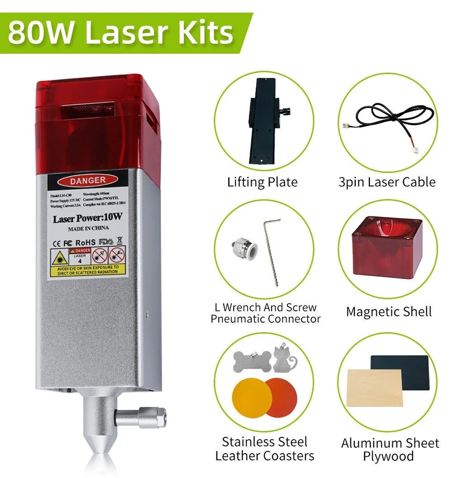 80W Laser Module With Air Assist Nozzle for CNC 3018 Laser Engraving Machine - image 1 of 4