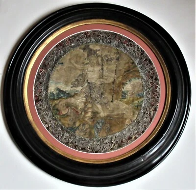 Early 17th century needlework picture, The Resurrection, 19th century frame - Image 1 of 4