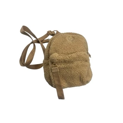 粉色迷你背包棕褐色夏尔巴泰迪可调节肩带舒适时尚休闲 — 第 1/4 张图片