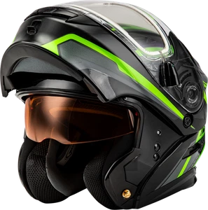 Gmax MD-01S Transistor Snow Helmet Green Black Electric Shield Size XL - Picture 1 of 5