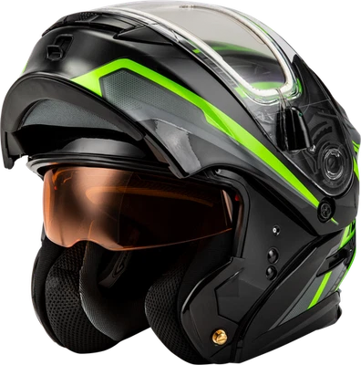Gmax MD-01S Transistor Snow Helmet Green Black Electric Shield Size XL - Image 1 of 4