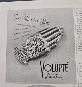 1947 Volupte Gay Nineties Mano Guante Maquillaje Compacto Vintage Anuncio Cosmético - Imagen 1 de 1