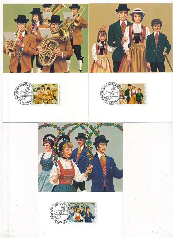 D434154 Liechtenstein Juego de Máximo Cartas Disfraces Tradicionales  Foto 1 de 1