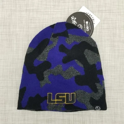 LSU Tigers Reversible Beanie Hat Cap Zypher NCAA Camoflauge Purple/Blue NWT - Image 1 of 4