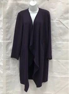 Jones Studio Women's Dark Purple Open Front Drape Jacket - Size S - Picture 1 of 4
