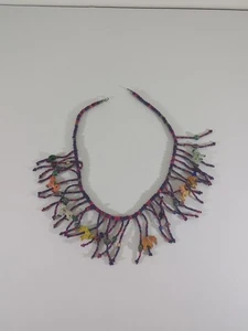 Collar Vintage Colorido Madera Tallada Animal Cuentas 18" Largo - Imagen 1 de 6
