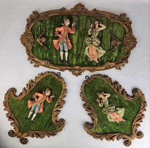 Hollywood Regency Vintage Wandtafeln exzentrisch viktorianische Figuren Depose Italien - Bild 1 von 15
