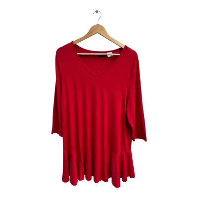 Mia Moda Kleid Damen Gr 46 Rot Viskose Stretch Elegant Klassisch Rüschen Saum Lo - Bild 1 von 4