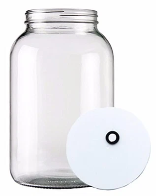 One Gallon Wide Mouth Glass Jar Carboy Fermenter With Grommeted Lid - Image 1 of 4