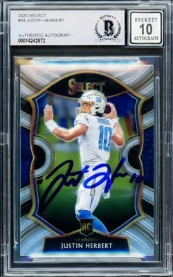 ¡OFERTA! Justin Herbert Auto 2020 Panini Select Concourse Level RC 44 Sig 10 Becket Foto 1 de 2