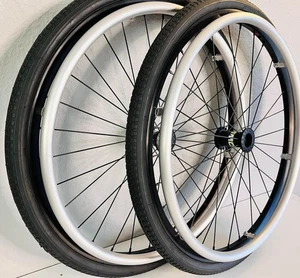 Shadow Wire Manual Wheelchair Wheels, Tires And Handrims 22" Sold As Pair - Picture 1 of 6