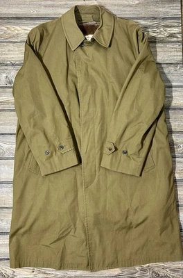 London Fog Maincoats Men's Size 42R Vintage Fur Lined Khaki Trench Coat VGUC - Image 1 of 4