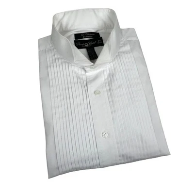 Pronto Uomo Tuxedo Shirt Men 17.5 34/35 De Cérémonie Pleated French Cuff White - Image 1 of 4