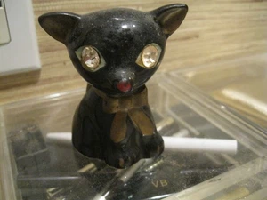 LEFTON EXCLUSIVES VINTAGE PEPPER SHAKER BLACK CAT JEWEL EYES - Picture 1 of 5