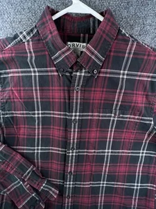 Orvis Men’s Long Sleeve Button Up Shirt Red Black Plaid Large Pocket Outdoors - Picture 1 of 11