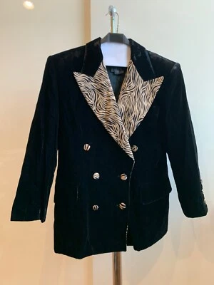 ESCADA Margaretha Ley Black Velvet Animal Print Blazer Jacket SZ 42/US 12 - Image 1 of 4